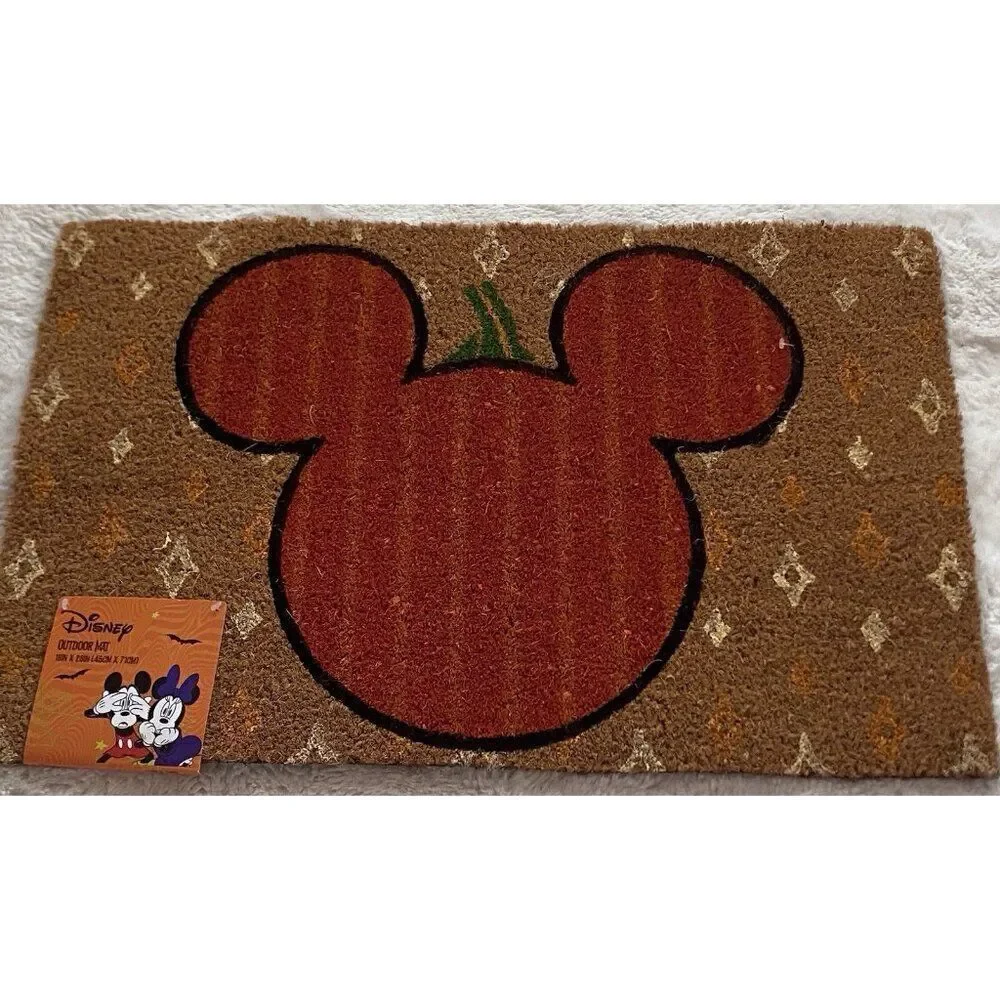 Disney Mickey Mouse Pumpkin Door Mat Rug Coir 18 X‎ 28” Fall Autumn Outdoor NEW